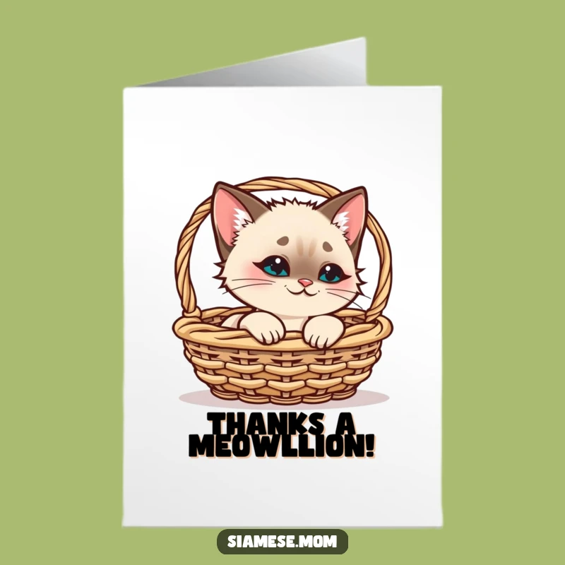 Free Printable Thank You Card: Amused Siamese Cat Basket