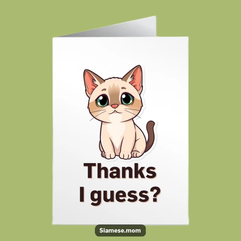 Kawaii Siamese Thank You Card Free Printable - Curious Cat Downloadable