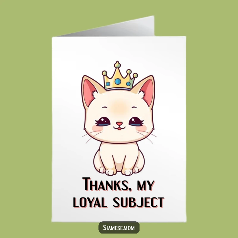 Kawaii Siamese Thank You Card Free Printable - Regal Cat Downloadable