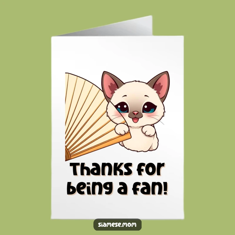 Free Printable Siamese Cat Fan Thank You Card - Playful Downloadable Gift