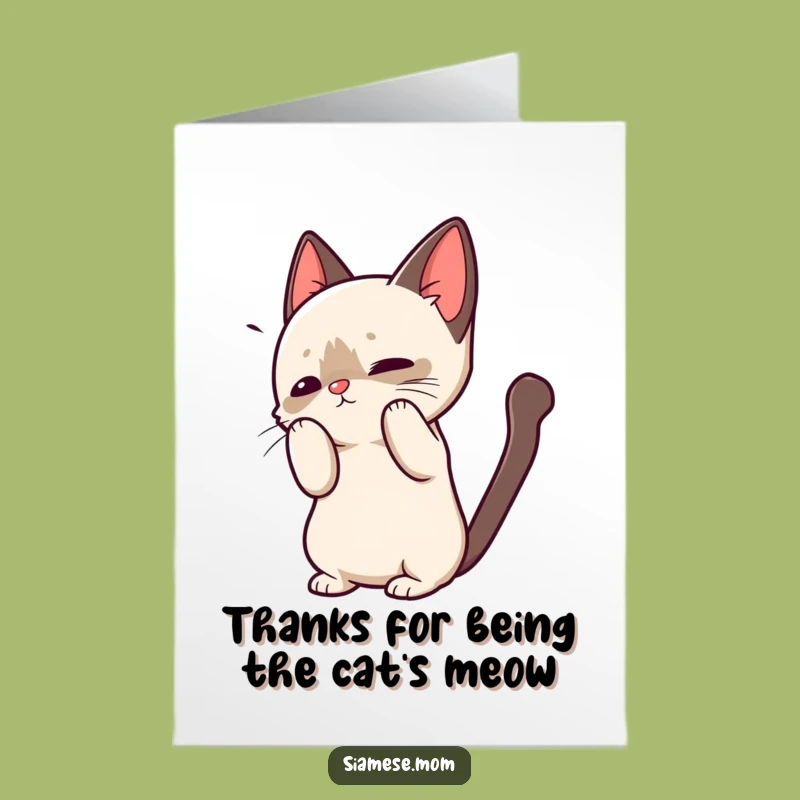 Kawaii Siamese Cat Free Printable Thank You Card for Thanks
