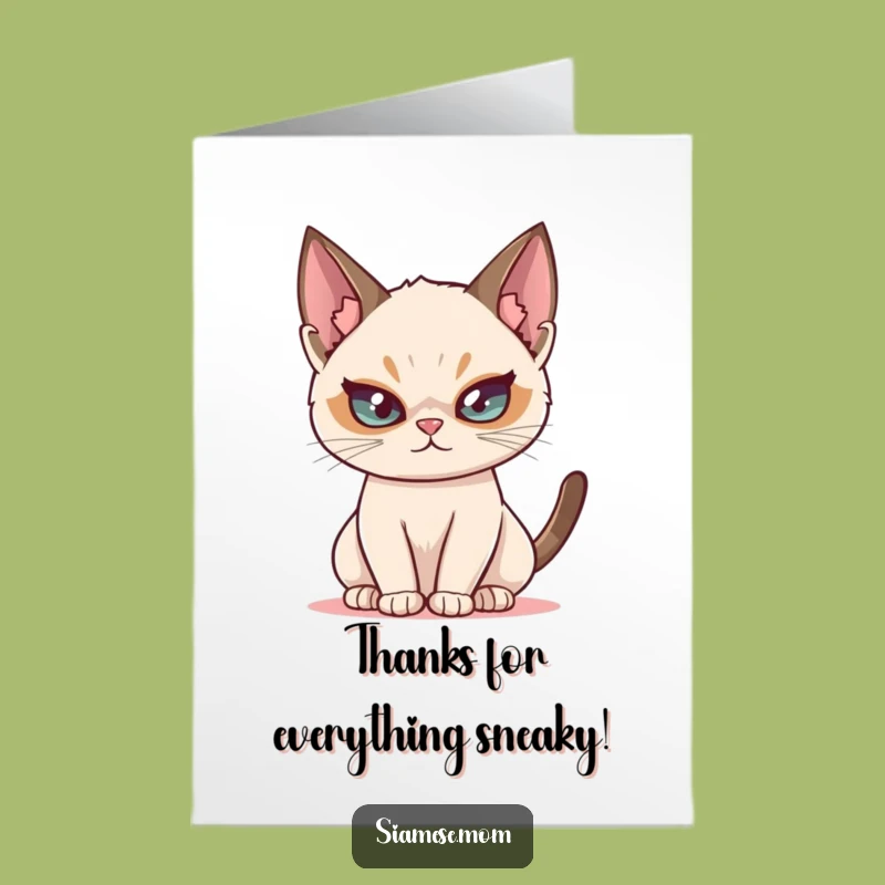 Mischievous Siamese Cat Thank You Card: Free Printable Playful Thanks