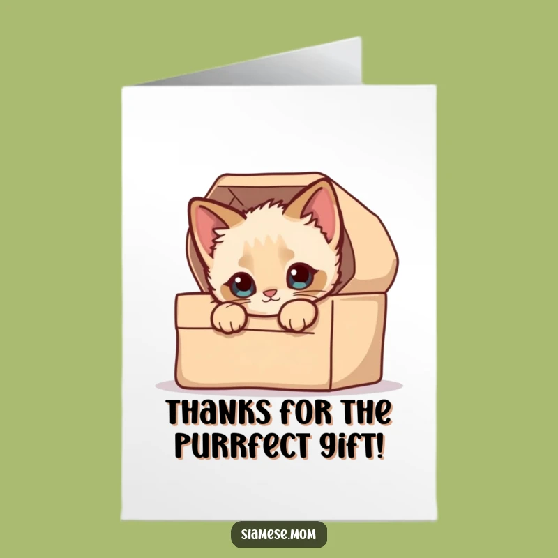 Free Printable Thank You Card: Kitten Peeking Box Downloadable Gift