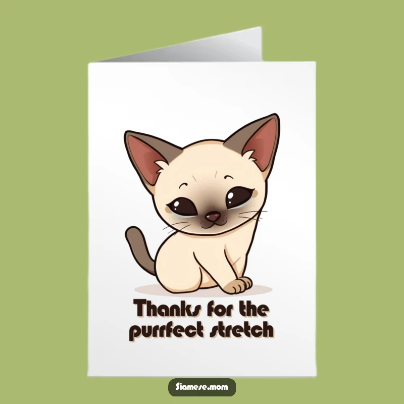 Free Printable Thank You Card: Elegant Siamese Cat Gratitude Stretch