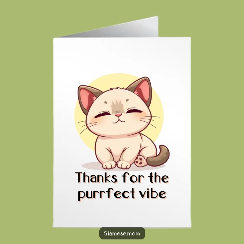 Kawaii Siamese Thank You Card Free Printable - Blissful Cat Lover Downloadable