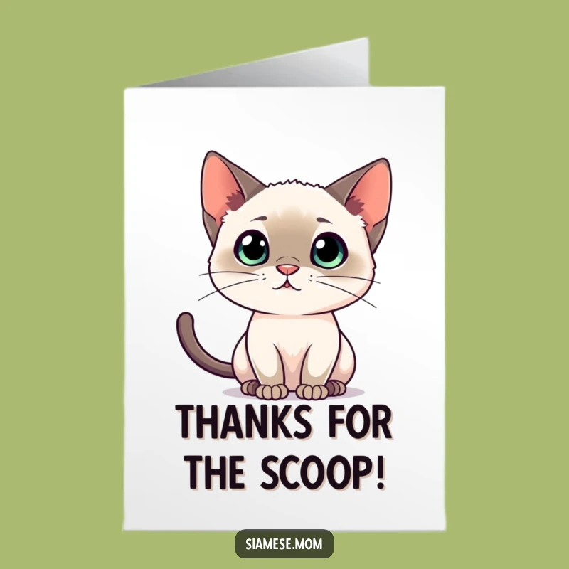 Attentive Siamese Cat Thank You Card: Free Printable Focused Gratitude