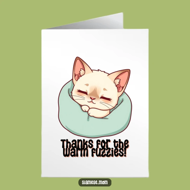 Free Printable Cozy Cat Thank You Card: Purring Siamese Gratitude Downloadable Gift