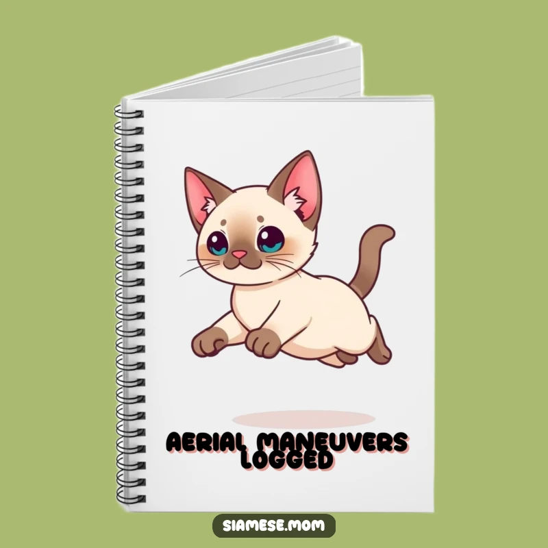 Funny Kawaii Siamese Cat Notebook: Graceful Leap Journal, Great Gift for Writers