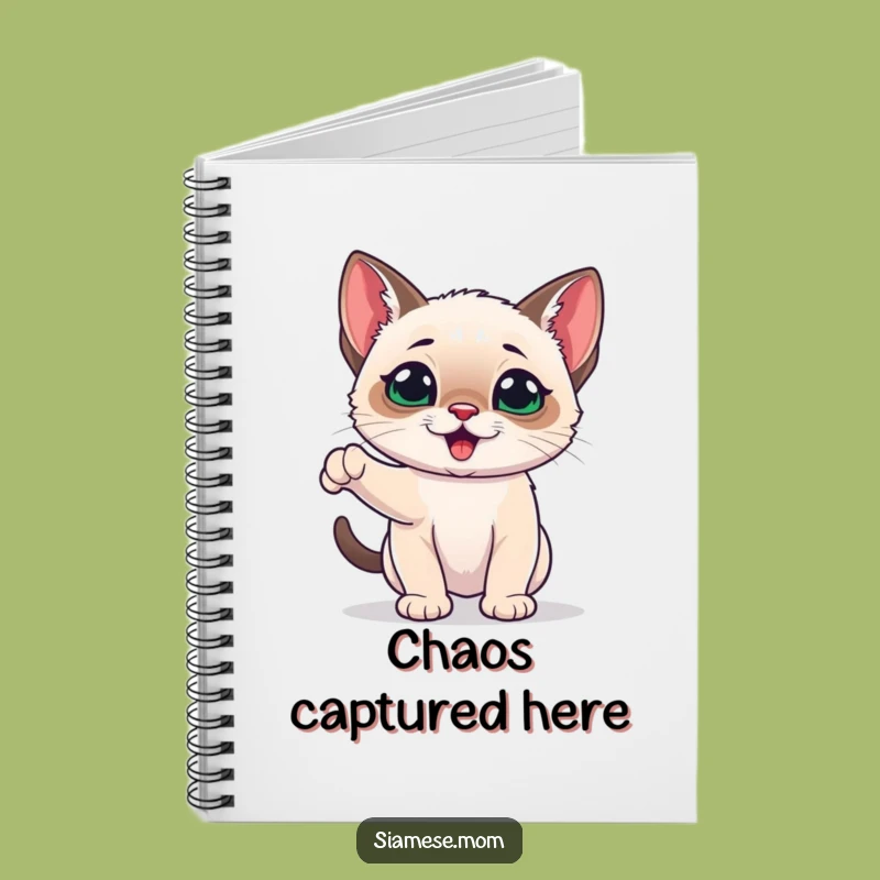 Funny Siamese Kitten Notebook - Energetic Playful Journal, Perfect Gift!