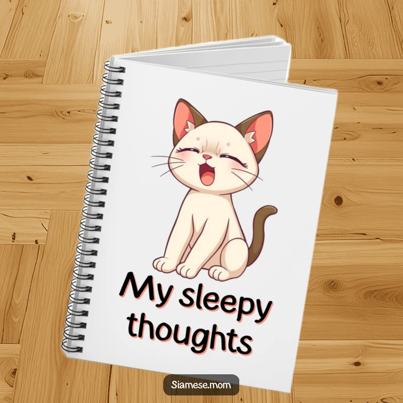 Funny Siamese Cat Notebook with a stretching Siamese cat design, great for journaling or note-taking.