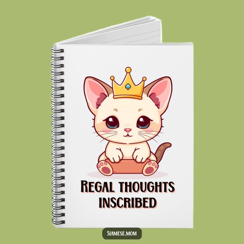 Funny Siamese Kitten Notebook - Royal Crown Journal, Perfect Gift!