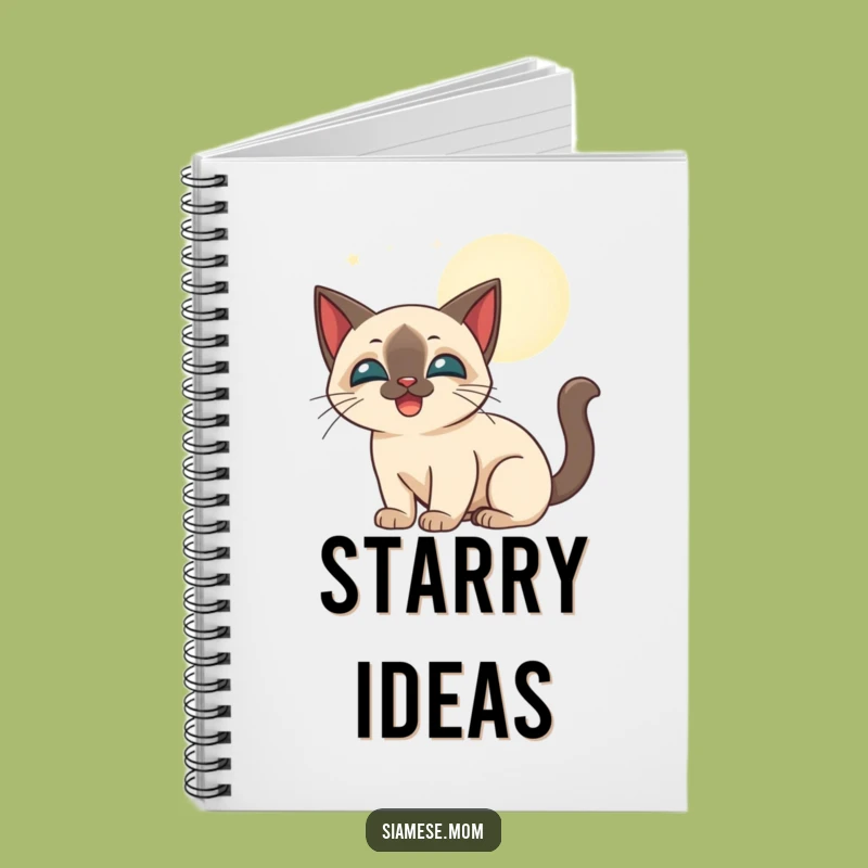 Funny Siamese Cat Moonbeam Notebook: Jot Down Dreams Under the Stars