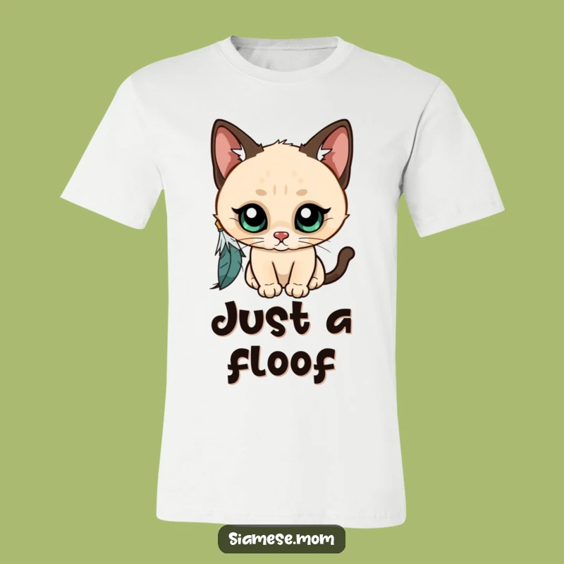 Funny Kawaii Siamese Cat T-Shirt: Curious Kitty Feather Play, Ultimate Funny Gift!