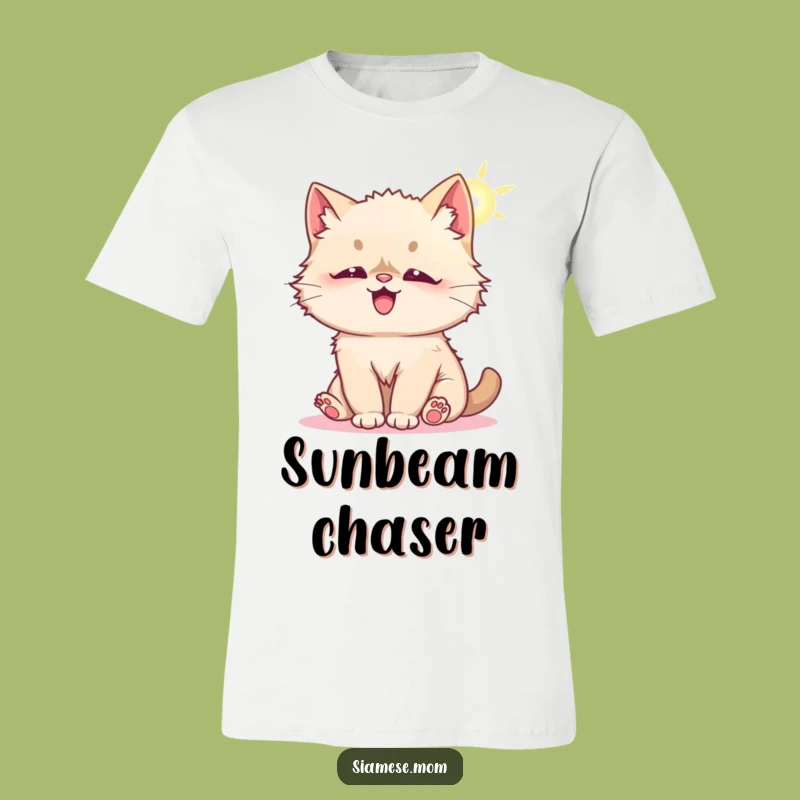 Funny Kawaii Siamese Cat T-Shirt - Playful Sunbeam Chaser Tee!