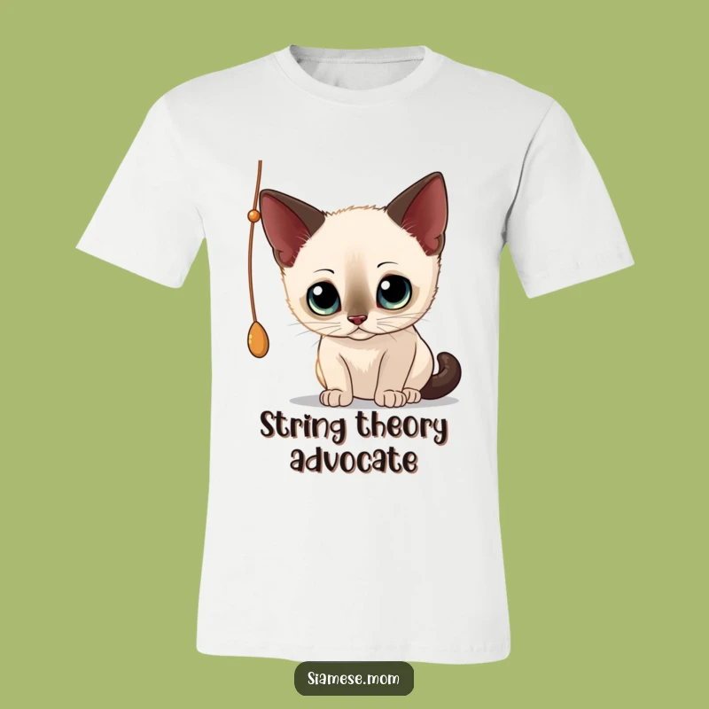 Funny Siamese Cat T-Shirt: Curious Kitty Playing with String - Hilarious Cat Tee!