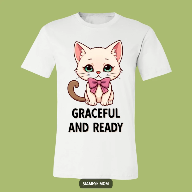 Funny Kawaii Siamese Cat Bow T-Shirt: Playful Elegance & Cute Cat Apparel