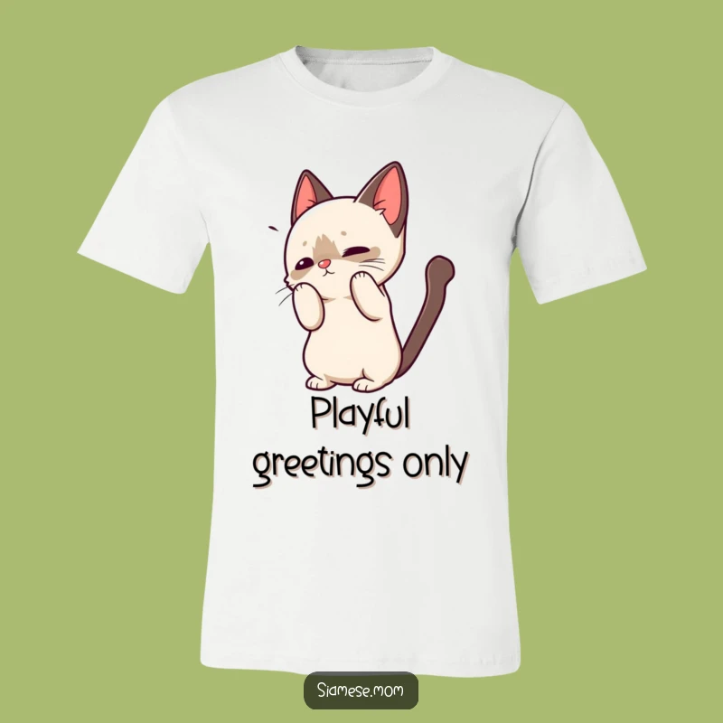 Funny Kawaii Siamese Cat T-Shirt - Playful Greeting Cat Tee