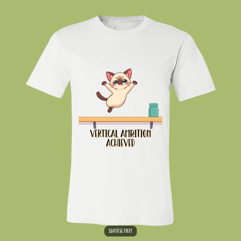 Funny Kawaii Siamese Cat T-Shirt: Graceful Leap Tee, Perfect Funny Gift