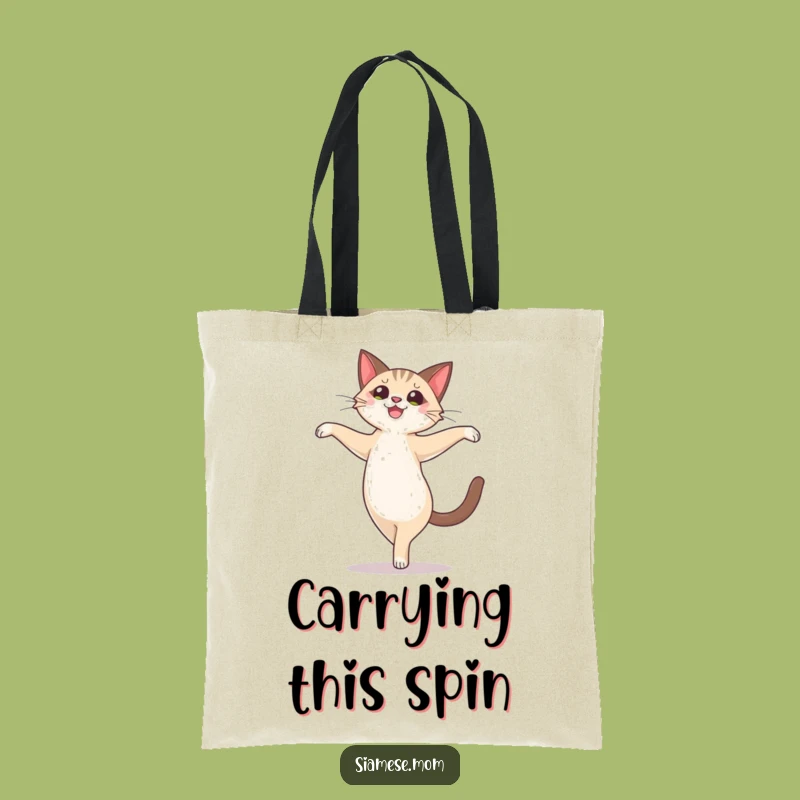 Funny Siamese Cat Pirouette Tote Bag: Carry Your Joy & Cat Love