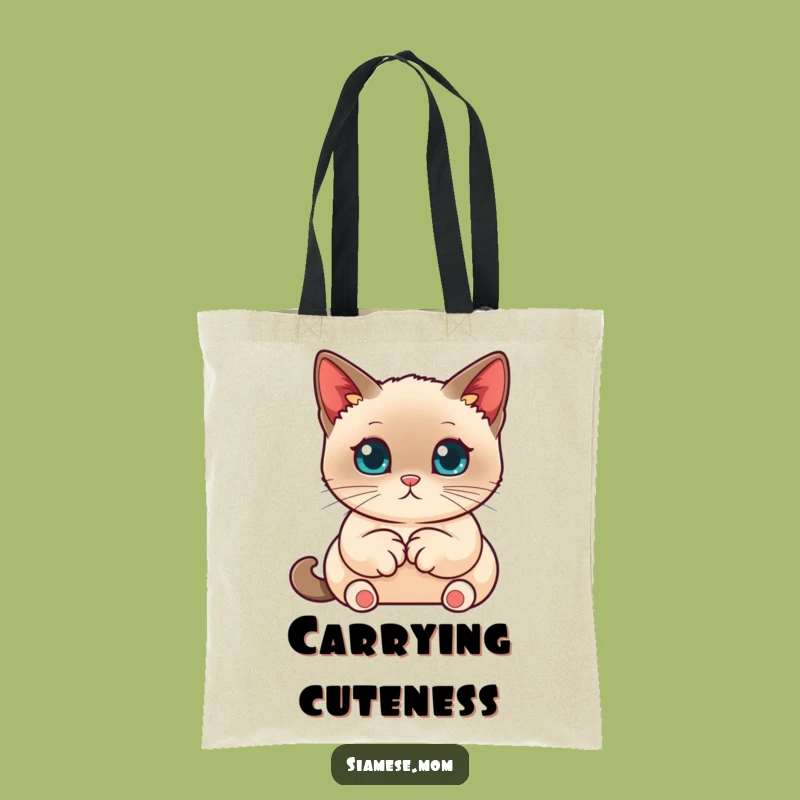 Funny Kawaii Siamese Cat Tote Bag - Neat Paws Design - Cute and Practical Funny Gift