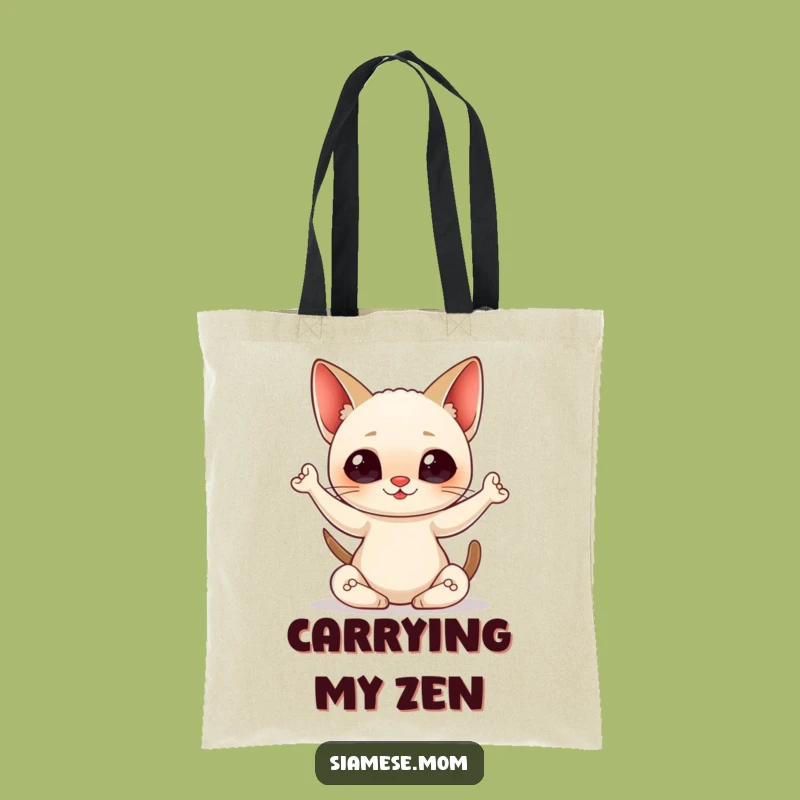 Funny Yoga Cat Tote Bag: Kawaii Siamese Pose for Stylish Gift