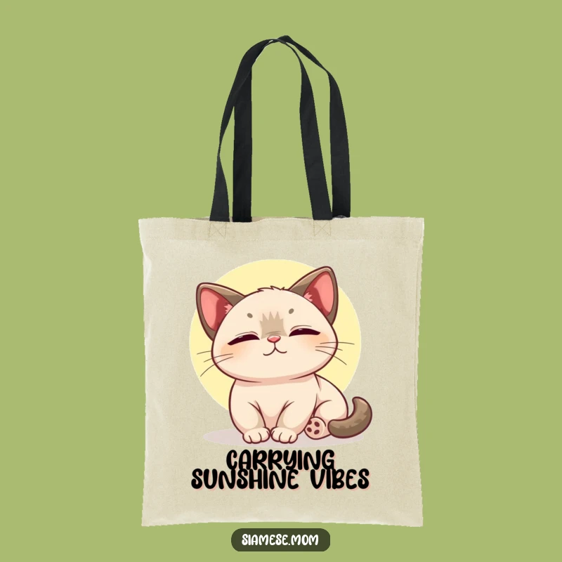Kawaii Siamese Cat Tote Bag - Sunbeam Style, Cute and Funny Bag for Essentials