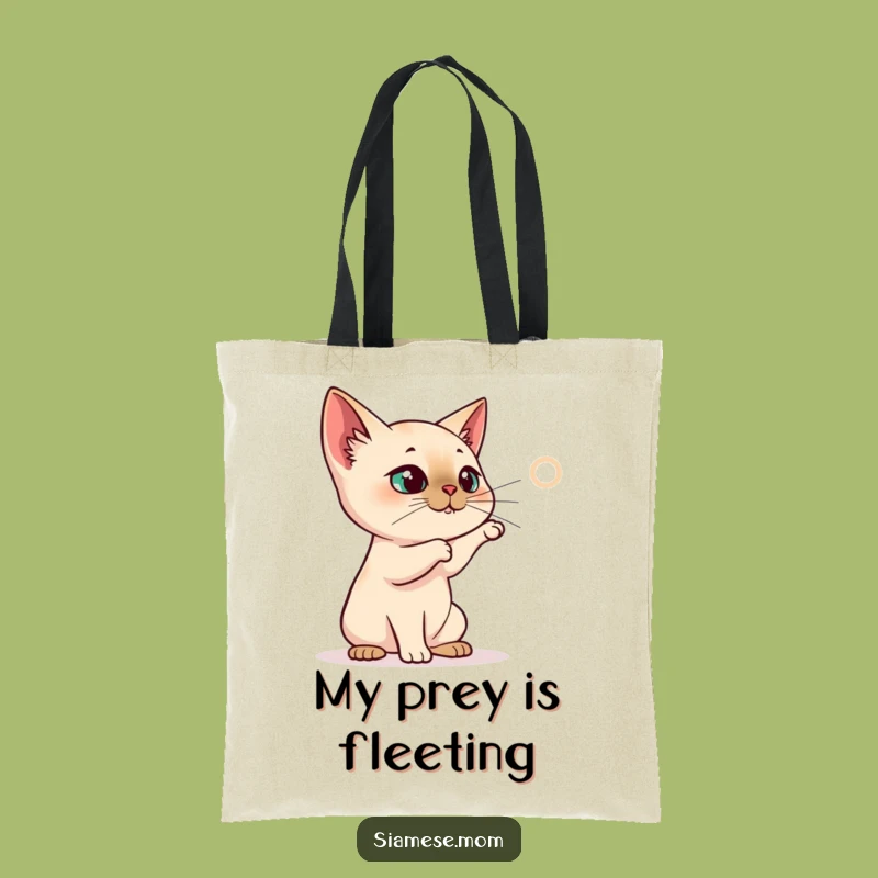 Funny Siamese Cat Tote Bag - Laser Dot Chase Design - Practical and Funny Gift Bag